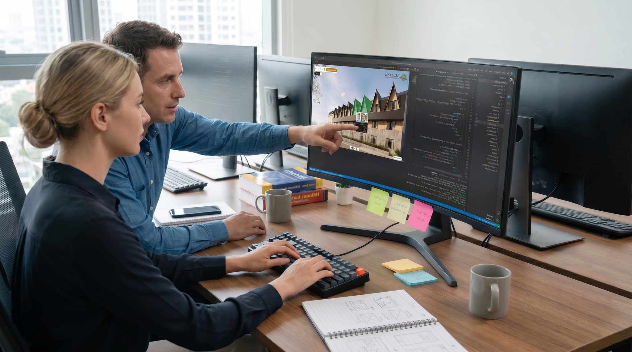 Equipo del estudio construyendo un showroom virtual a medida
