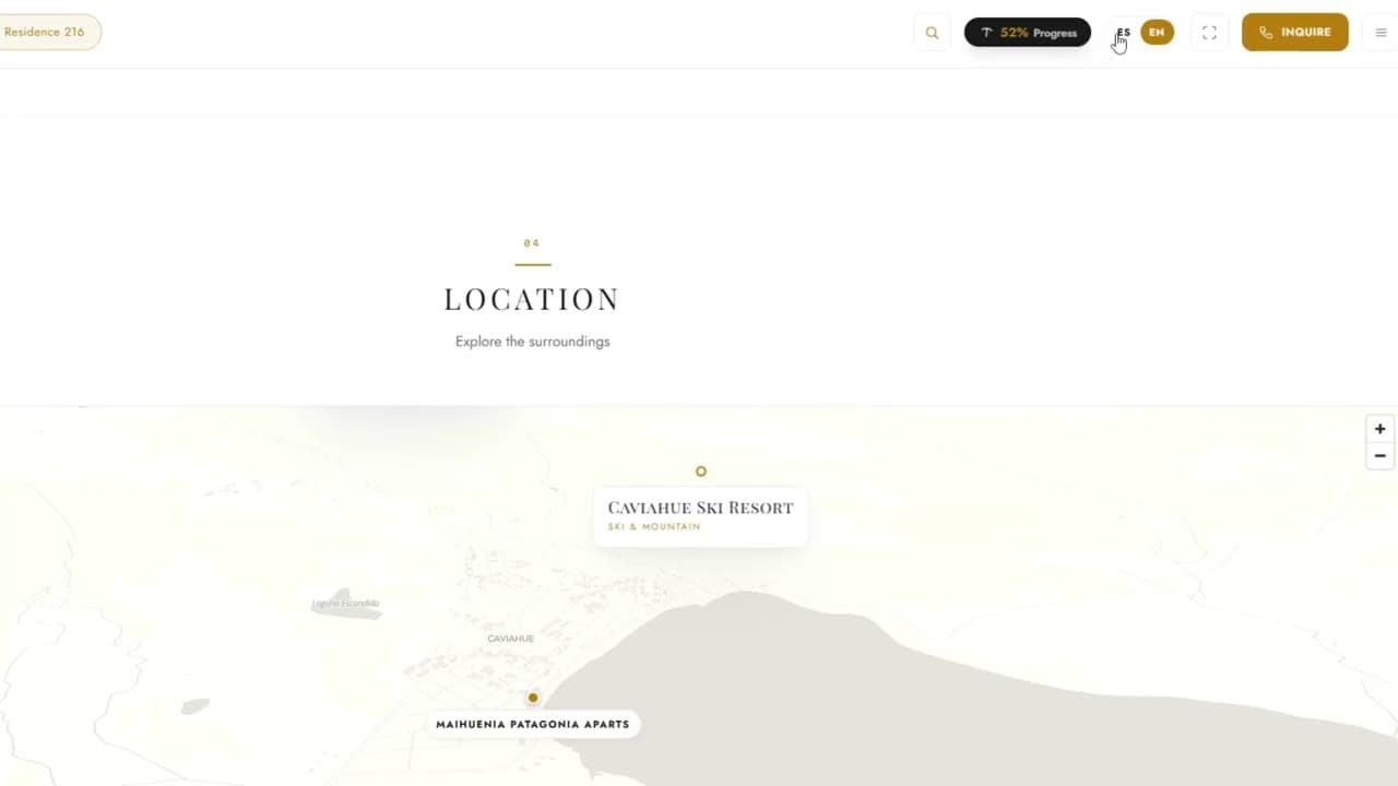 Inglés / Español · captura real del showroom